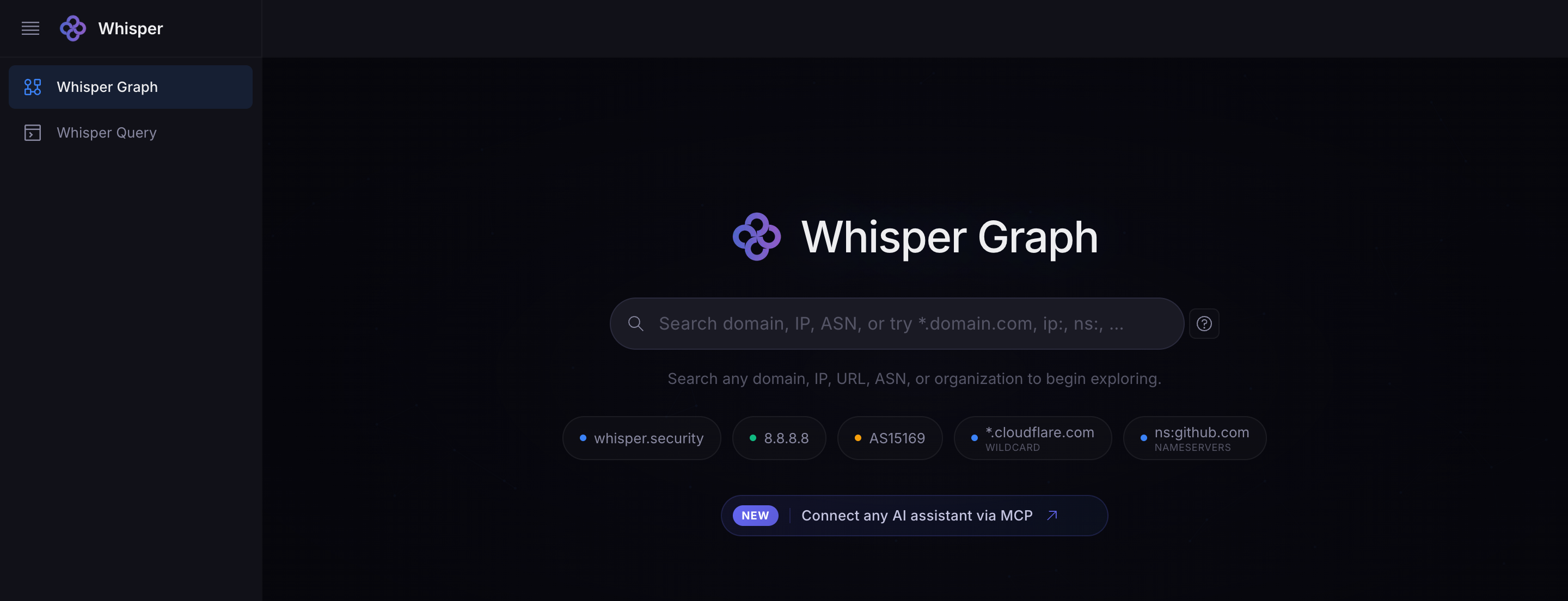 Whisper Console — native connector cards with status badges